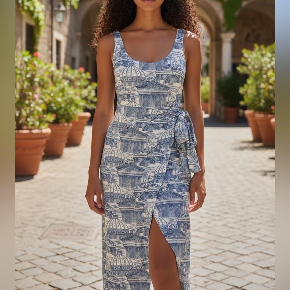 Reformation Kaila Knit Wrap Dress XS Roman Midi